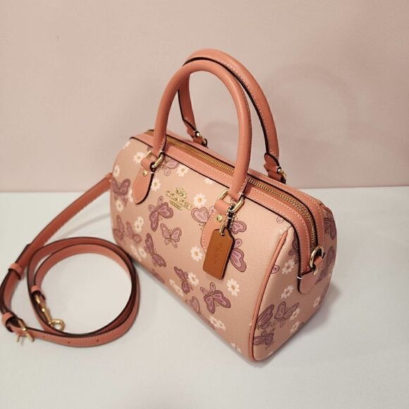 NWT COACH CH214 Lovely Butterfly Rowan Satchel Crossbody Canvas Leather - Picture 2 of 8